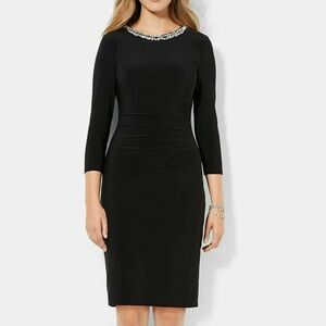 Ralph Lauren Black Embellished Crewneck Sheath Dress 8